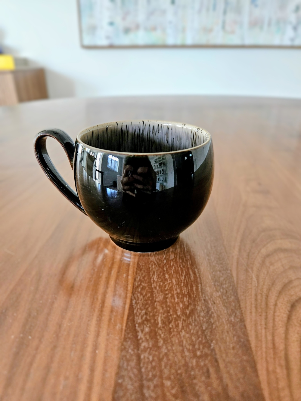 Denby Dark Brown Coffee Mug with Drip-Style Interior